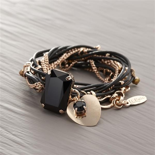 BLACK MADONNA. Black leather bracelet