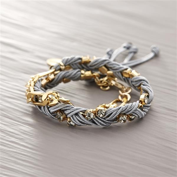 WARM HEARTS. Grey bracelet with golden elements