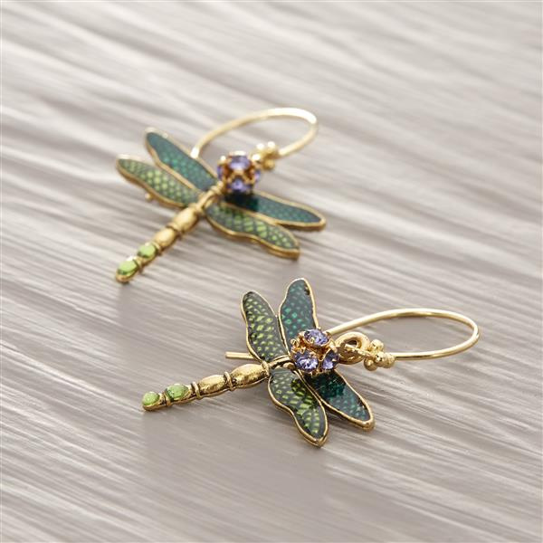 Glimmering dragonflies. Drop earrings