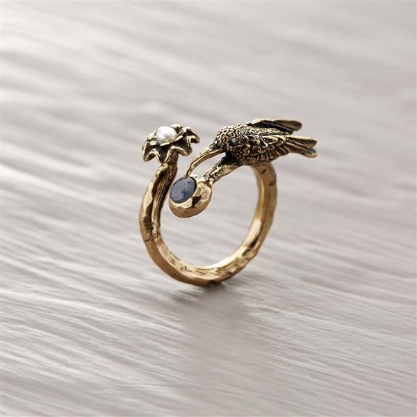 A symbol of love. Ring with a hummingbird