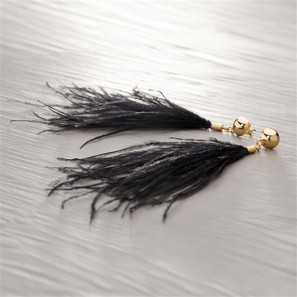 ROARING 20'S. Earrings with black feathers
