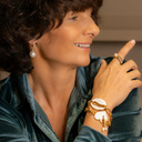 Face of an angel. Chain bracelet with a white heart