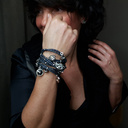 Remember me. Grey leather bracelet