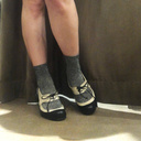 Chicago. Black & white, mid heel shoes