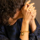 Harley, darling. Golden earrings with black hearts