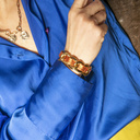 SOUTHERN GIRL. Chain bracelet with orange leather