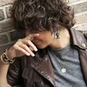 Nighttime. Chain bracelet with black leather