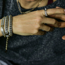 Lucky girl. Grey leather bracelet