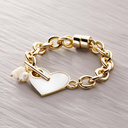 Face of an angel. Chain bracelet with a white heart