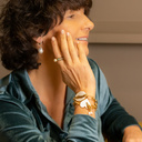 Face of an angel. Chain bracelet with a white heart