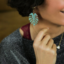 A DASH OF EXOTIC. Monstera leaf drop earrings