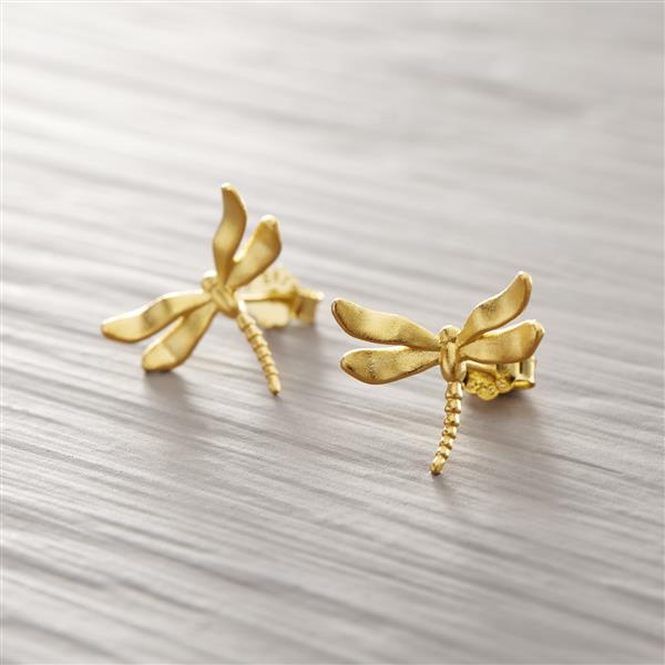 I FLEW AWAY. Golden dragonfly earrings