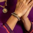 WARM HEARTS. Grey bracelet with golden elements