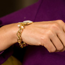 Face of an angel. Chain bracelet with a white heart