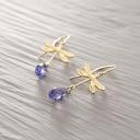 Subtlety. Drop earrings with dragonflies and crystals