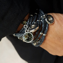 Remember me. Grey leather bracelet