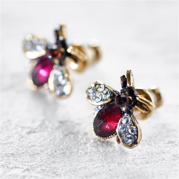 Garnet Flies. Small stud earrings