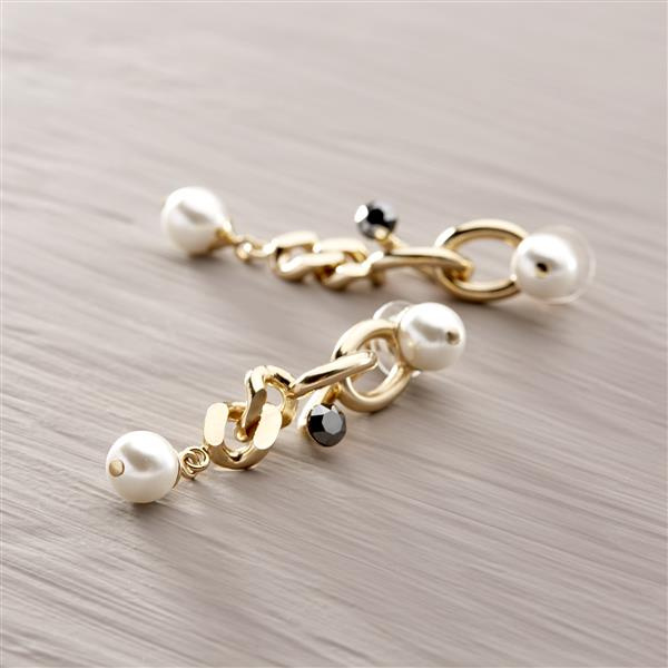 Mademoiselle. Drop earrings with pearls