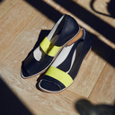 Black energy. Asymmetrical peep toe flats