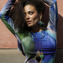 SECRET GARDEN. Hoops with green and black flowers