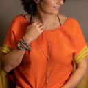 Odette. Leather bracelet in grey and rose gold tones