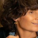 Subtlety. Drop earrings with dragonflies and crystals