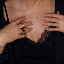 Springtime awakening. Ring with a ruby crystal