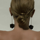 A MOMENT IN TIME. Black flower earrings