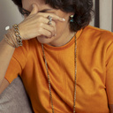 My thoughts are far away. Bracelet with crystals