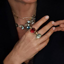 Springtime awakening. Ring with a ruby crystal