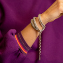 Lucky girl. Grey leather bracelet