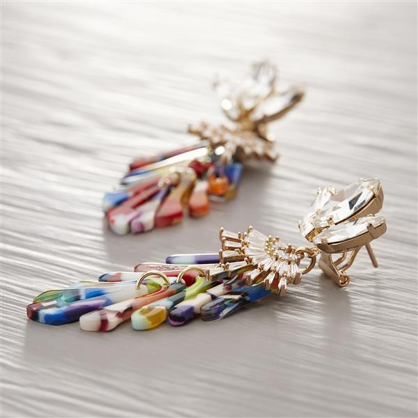 BICHON AU CITRON. Colorful earrings with quartz crystals