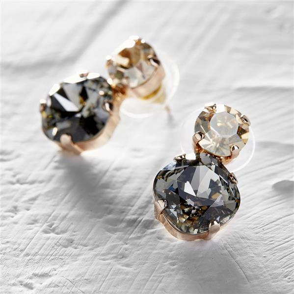 Chateau de Bordeau. Small earrings in grey and gold