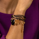 BLACK MADONNA. Black leather bracelet