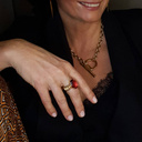 Springtime awakening. Ring with a ruby crystal