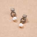 Leopards with Pearls. Drop earrings