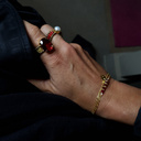 Springtime awakening. Ring with a ruby crystal