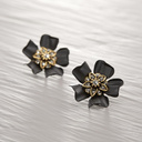 DARK BLOSSOMS. Black flower earrings