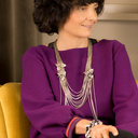 Little black one. Leather bracelet with crystals and pearls