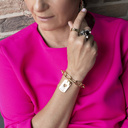 Scorpio's soul. Sculpted ring with garnet, pearls, and crystals