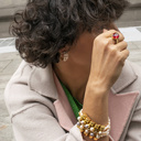 Springtime awakening. Ring with a ruby crystal