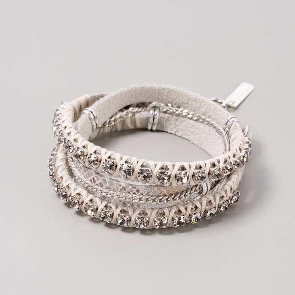 Lucky girl. Grey leather bracelet