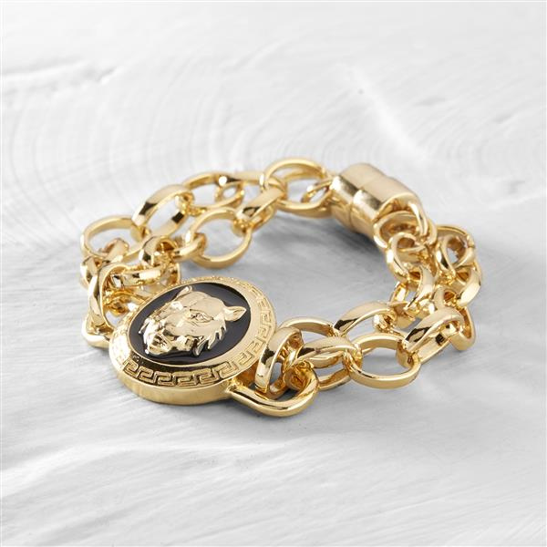 Lady Gaga. Bracelet with a black wolf