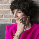 Scorpio's soul. Sculpted ring with garnet, pearls, and crystals