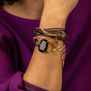 BLACK MADONNA. Black leather bracelet