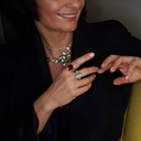 Springtime awakening. Ring with a ruby crystal