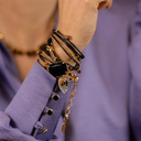 BLACK MADONNA. Black leather bracelet