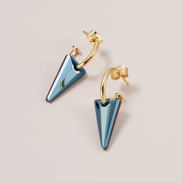 Engraved in my memory. Small hoops with blue crystals