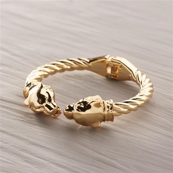 Dual nature. Double tigerhead cuff bracelet